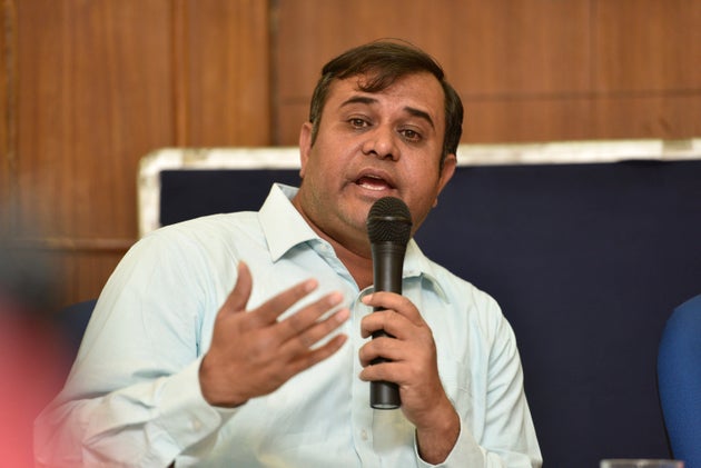 Adeel Khan, brother of Dr. Kafeel Khan, during a press conference on April 21, 2018 in New Delhi,