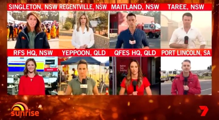 Eight of Channel 7's reporters during Australia's recent bushfire crisis