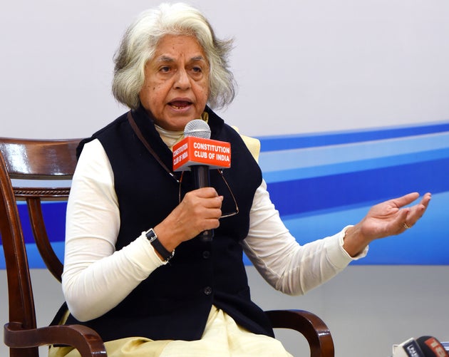 Supreme Court Lawyer Indira Jaising speaks at Constitution Club on March 8, 2019 in New Delhi,