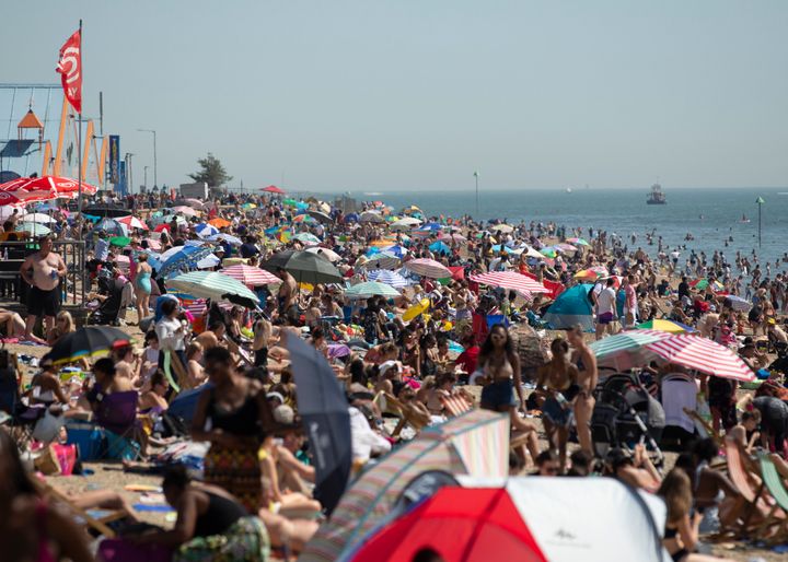 Large crowds gathered at Southend beach last week, the period covered by today's data, as temperatures soared due to a huge heatwave hitting the UK