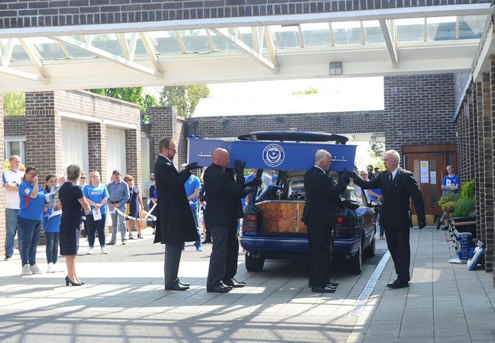 Dom Merrix's funeral passes by his beloved Portsmouth FC.