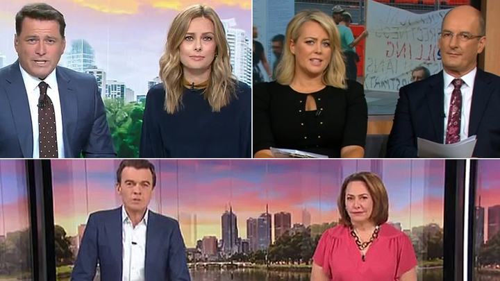 The hosts of Channel Nine's 'Today', Channel 7's 'Sunrise' and ABC's Breakfast News