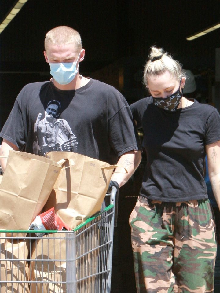 Cody Simpson and Miley Cyrus pictured grocery shopping in April