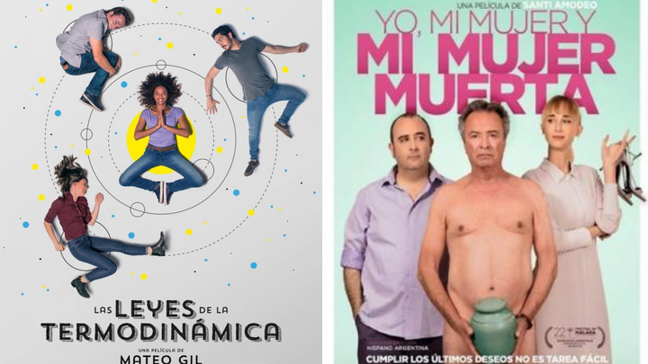 Carteles de 'Las leyes de la termodinámica' y 'Yo, mi mujer y mi mujer muerta', ambos batacazos en taquilla.