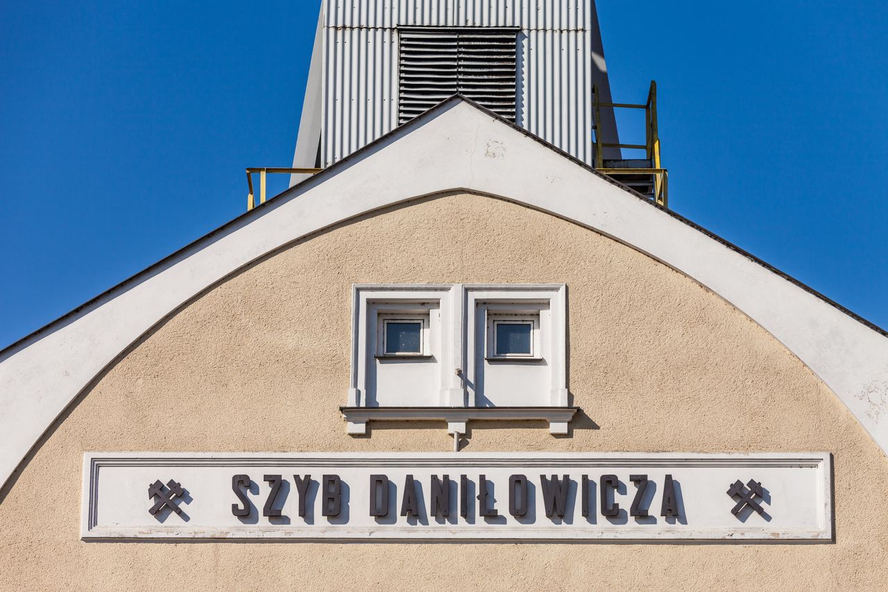 Wieliczka, Poland - April 23, 2015. Detail of the main shaft of Museum Salt Mine in Wieliczka - Poland. Inscription in polish language "Danilowicz Shaft". Detail