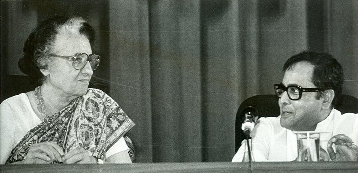 A 1982 photo of Former Prime Minister Indira Gandhi with then Finance Minister Pranab Mukherjee. Mukherjee served as Finance Minister from 1982-84 in Indira Gandhi’s Cabinet.