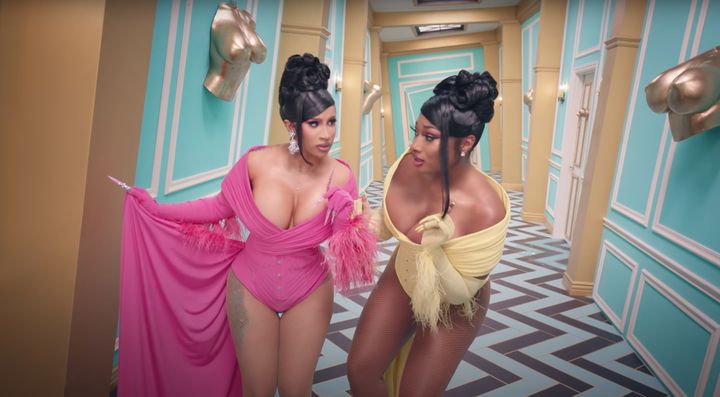 Cardi B and Megan Thee Stallion in the NSFW video for "WAP."