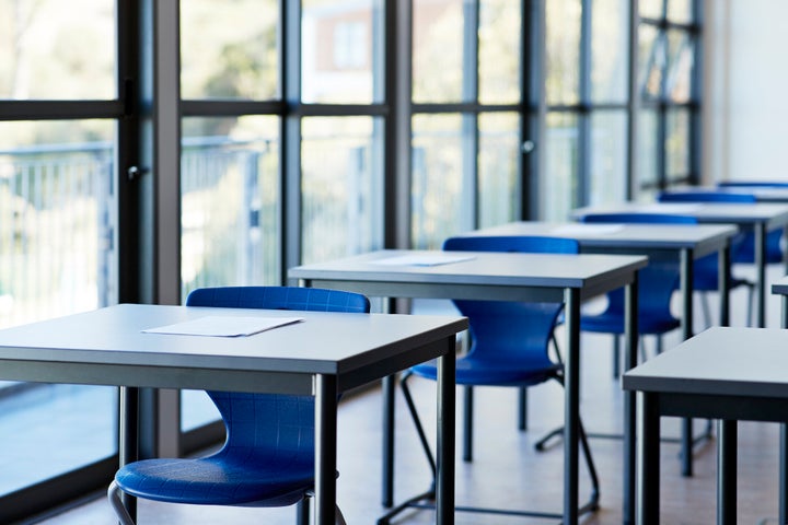 An empty classroom is seen here in an undated stock image. Most parents support mask-wearing in schools, especially among teachers and school staff, a new poll suggests.