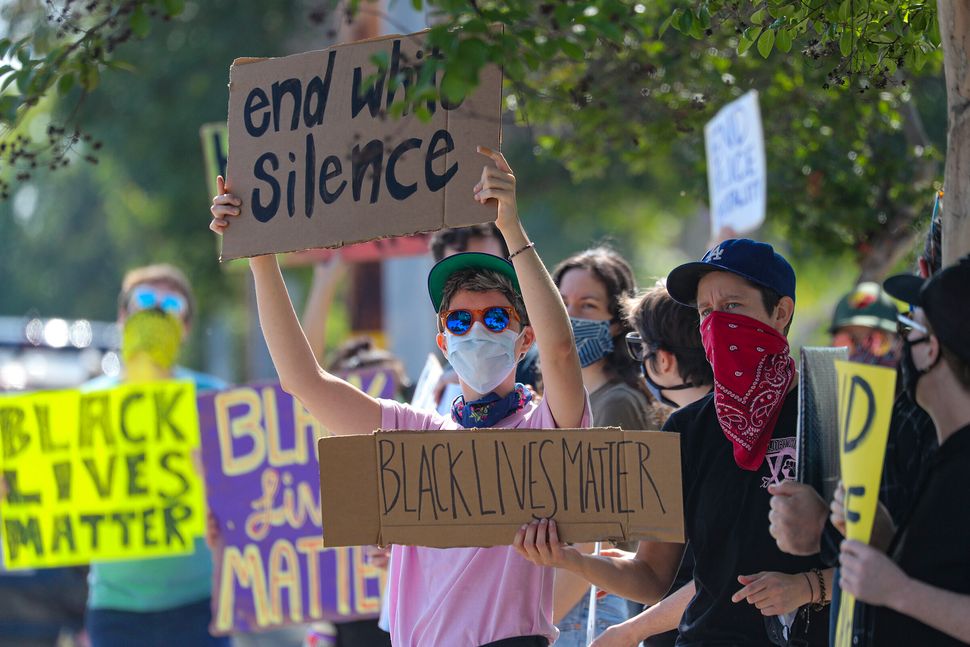 A police brutality protest in Burbank, California, on June 4, organized by SURJ.