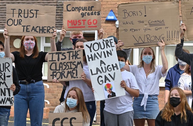 Students protest the A-level grading system