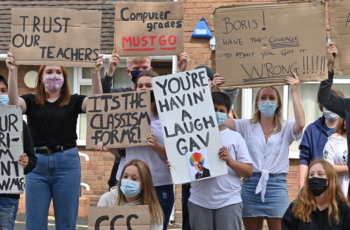 Students protest the A-level grading system