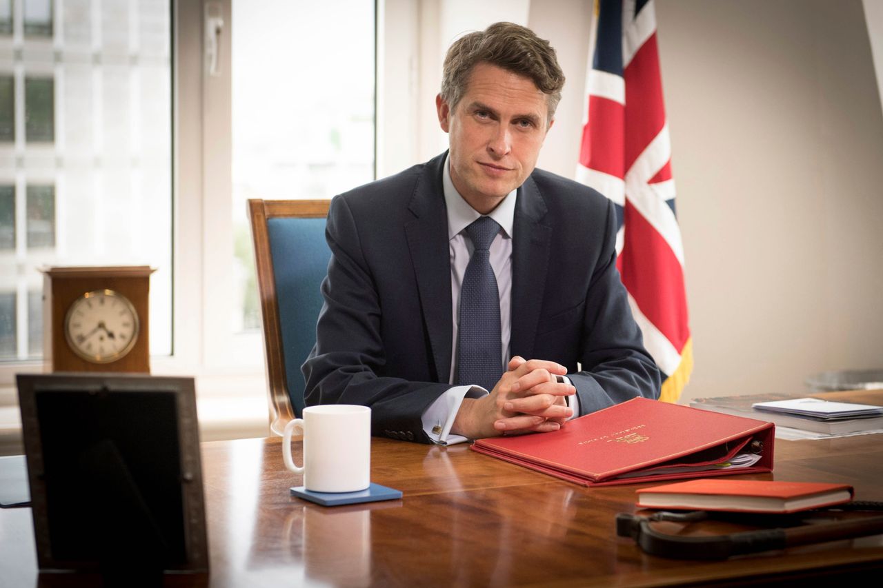 Education secretary Gavin Williamson poses for a photo in his office at the Department of Education in London