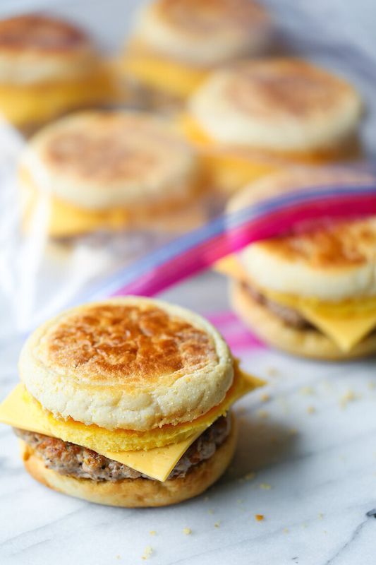 Freezer Sausage, Egg and Cheese Breakfast Sandwiches from Damn Delicious