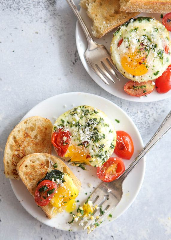 Spinach and Tomato Baked Egg Cups from Completely Delicious