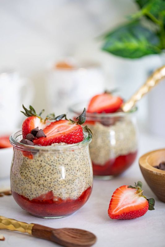 Vegan Strawberry Almond Butter Chia Pudding from Orchids and Sweet Tea