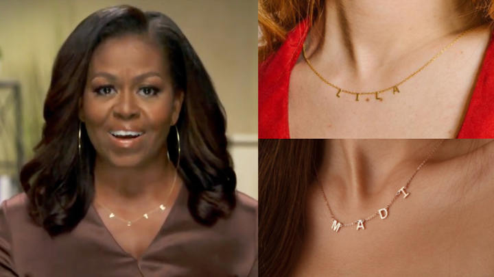 We found alternatives to custom letter necklaces that are more affordable than Michelle Obama's "VOTE" necklace.