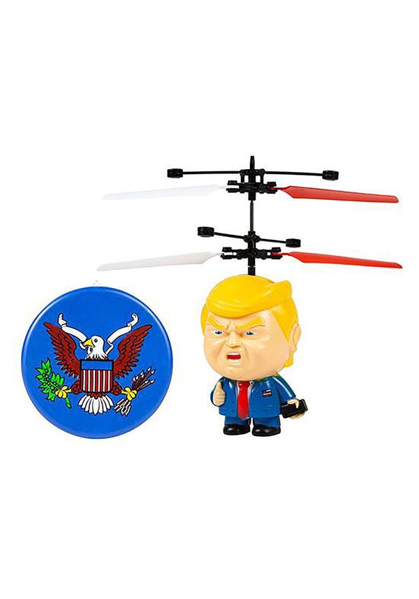 It's not exactly Air Force One, but this <a href="https://www.fun.com/donald-trump-motion-sensing-3-inch-ufo-helicopter.html"