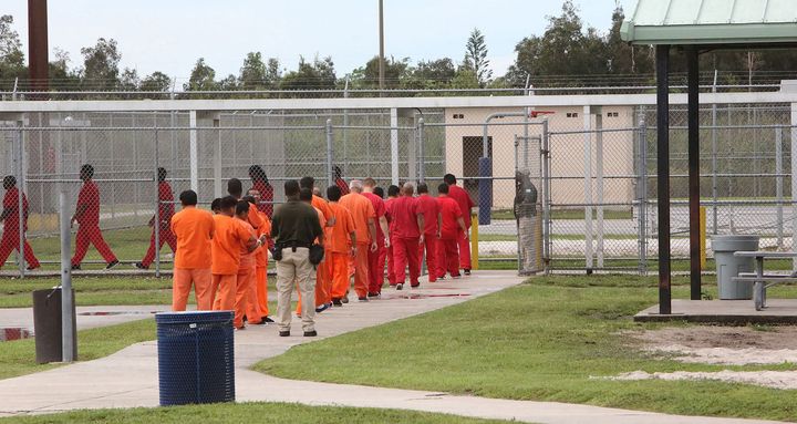 FILE PHOTO: Foreign nationals at the Krome detention center in Miami in September 2015.