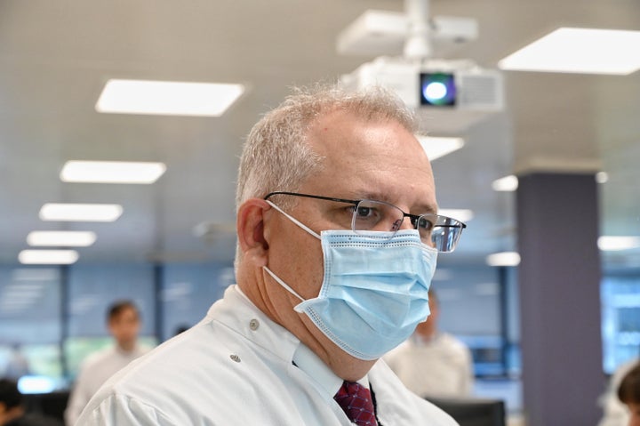 Prime Minister Scott Morrison takes a tour at the AstraZeneca laboratories in Macquarie Park, on August 19, 2020 in Sydney, Australia.