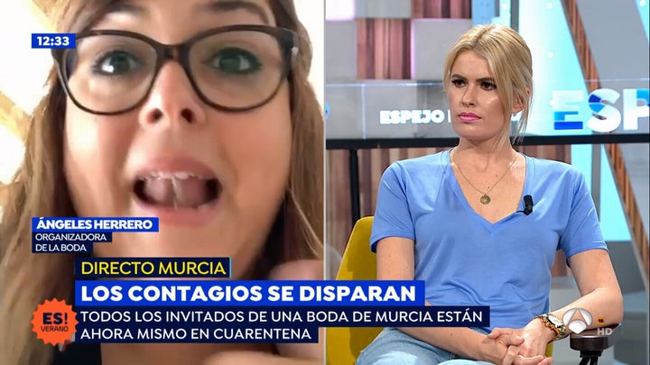 Ángeles Herrero, cabreada tras una pregunta de Adriana Abenia.