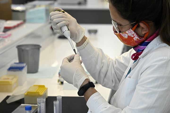 A scientist works at a laboratory in Buenos Aires, where an experimental coronavirus vaccine will be produced for Latin America, on August 14.
