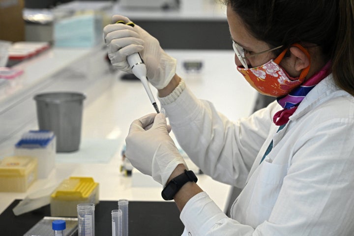 A scientist works at a laboratory in Buenos Aires, where an experimental coronavirus vaccine will be produced for Latin America, on August 14.