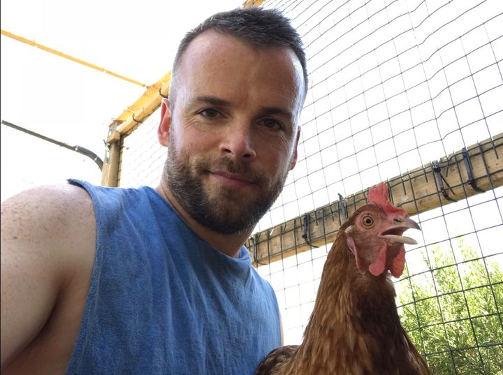 Sean with one of his chickens