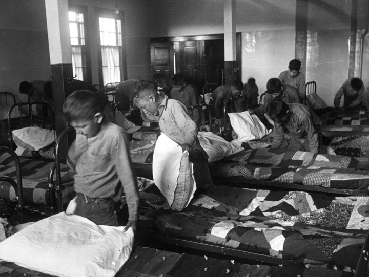 Indigenous children at a Canadian residential school in 1950.