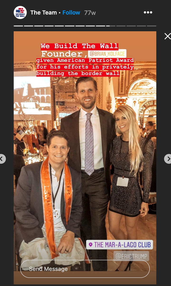 Eric Trump at a We Built the Wall event with Brian Kolfage.