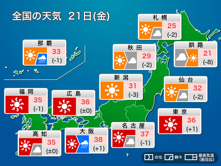 今日の天気 21日（金）