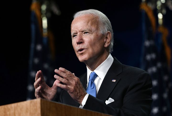 Former Vice President Joe Biden accepts the Democratic Party nomination for president on Thursday in Wilmington, Delaware. “Character is on the ballot," he said.