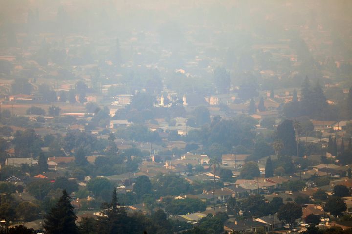 A smoke-filled sky on Aug. 19, 2020, in Hayward, California, as multiple fires in Northern California cause poor air quality.