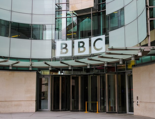 London, UK - 5th April 2014: The outside of a BBC building in central London. The British Broadcasting Corporation also know as the BBC is a public service broadcasting in England