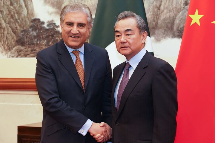 Chinese Foreign Minister Wang Yi and Pakistani Foreign Minister Shah Mehmood Qureshi during their meeting in Beijing on March 19, 2019.