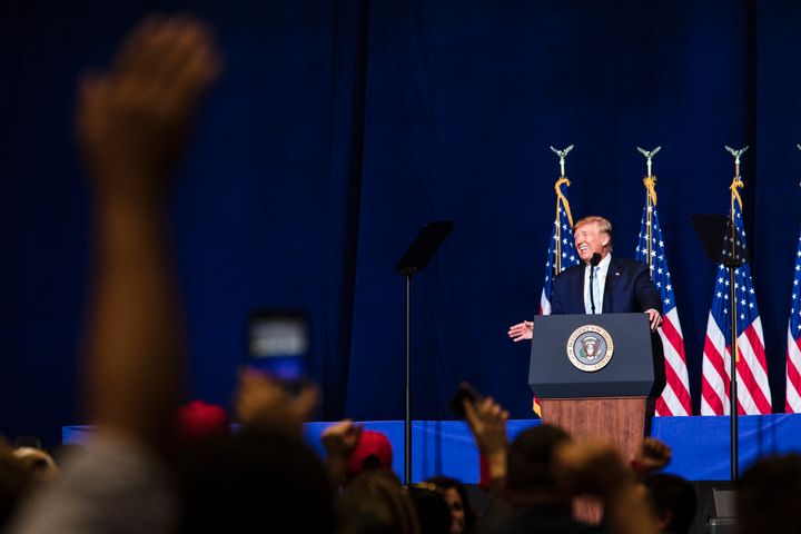 President Donald Trump addresses the crowd during an "Evangelicals for Trump" rally in Miami, FL on Friday, Jan. 3, 2020.