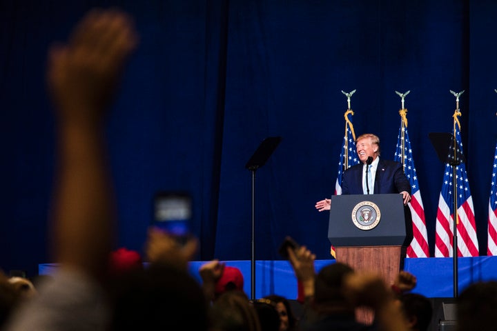 President Donald Trump addresses the crowd during an "Evangelicals for Trump" rally in Miami, FL on Friday, Jan. 3, 2020.