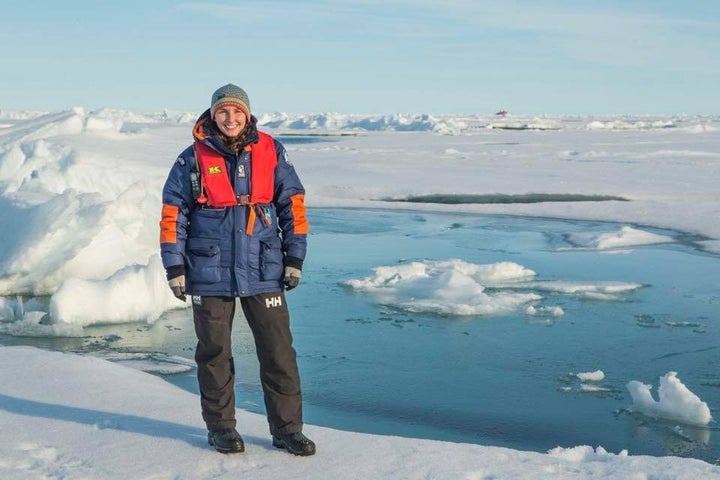 Lauren Farmer, seen at work near the North Pole, is back in Australia applying for her UK spousal visa. 