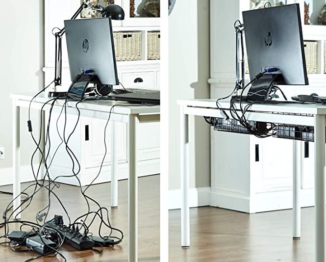 computer table with cable management