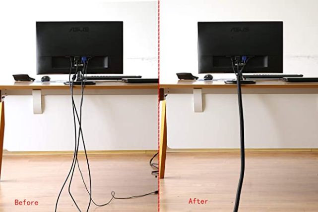 Hide Computer Cords When Your Desk is in the Center of the Room - Kelley Nan