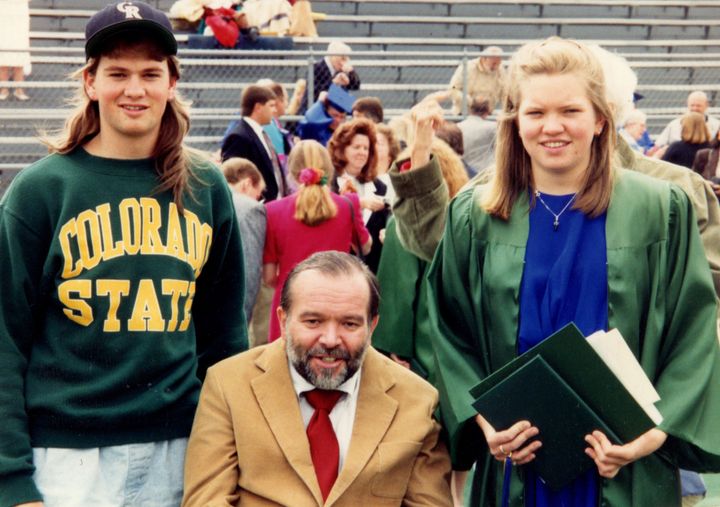 The author (left) with his father and his sister Erika at her high school graduation in 1993