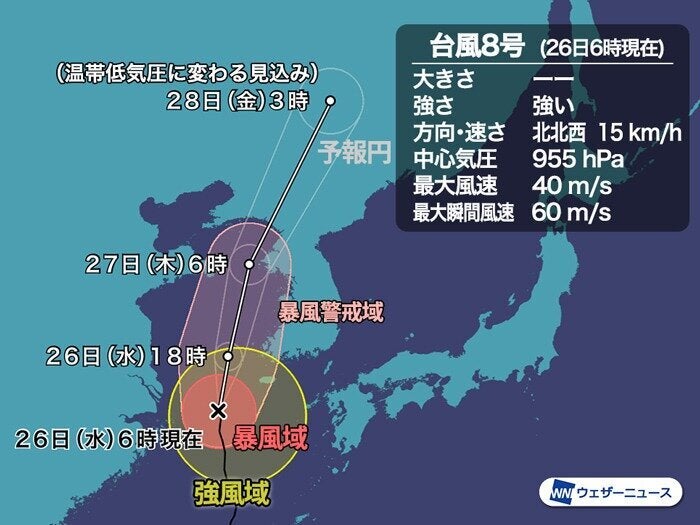 台風8号（26日6時現在）