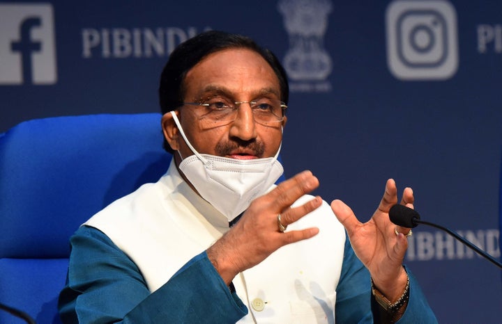 Union Cabinet Minister Ramesh Pokhriyal addresses media during a press conference on the New Education Policy 2020 on July 29, 2020.