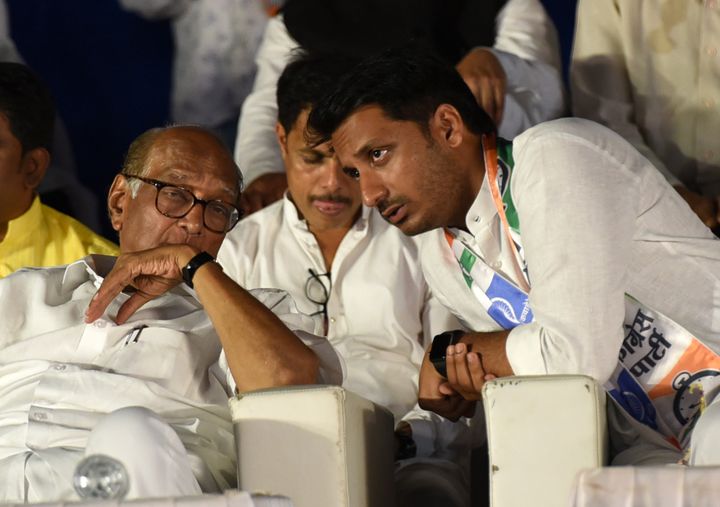 NCP Chief Sharad Pawar along with his Grandnaphew Parth Pawar in a file photo