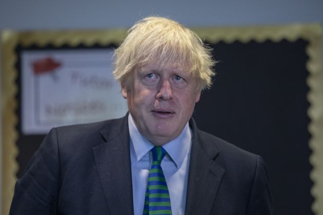 Prime Minister Boris Johnson as he tours Castle Rock school, Coalville, in the east Midlands.