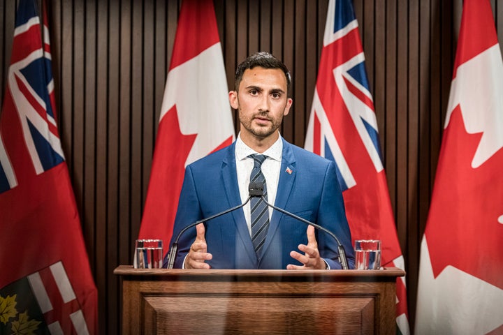 Ontario Minister of Education Stephen Lecce speaks at Queen's Park in Toronto, Ont. on Aug.13, 2020. 