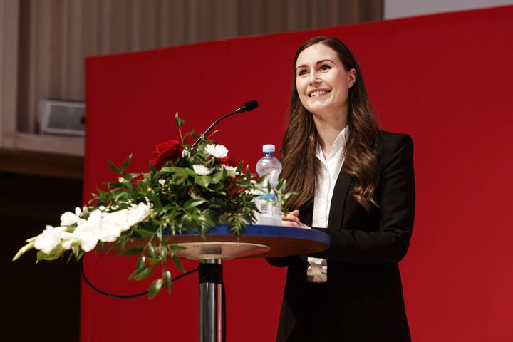 8月24日に社会民主党の基調演説に登壇したサンナ・マリン首相。