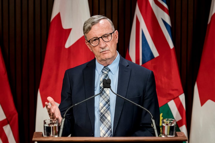 Dr. David Williams, Chief Medical Officer of Health for Ontario makes an announcement at Queen's Park in Toronto on Aug, 13.