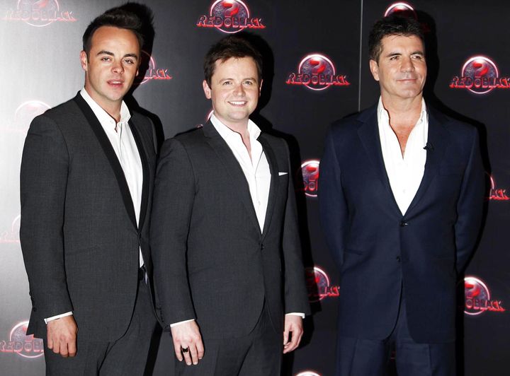 Ant and Dec with Simon Cowell at the launch of their show Red Or Black in 2011