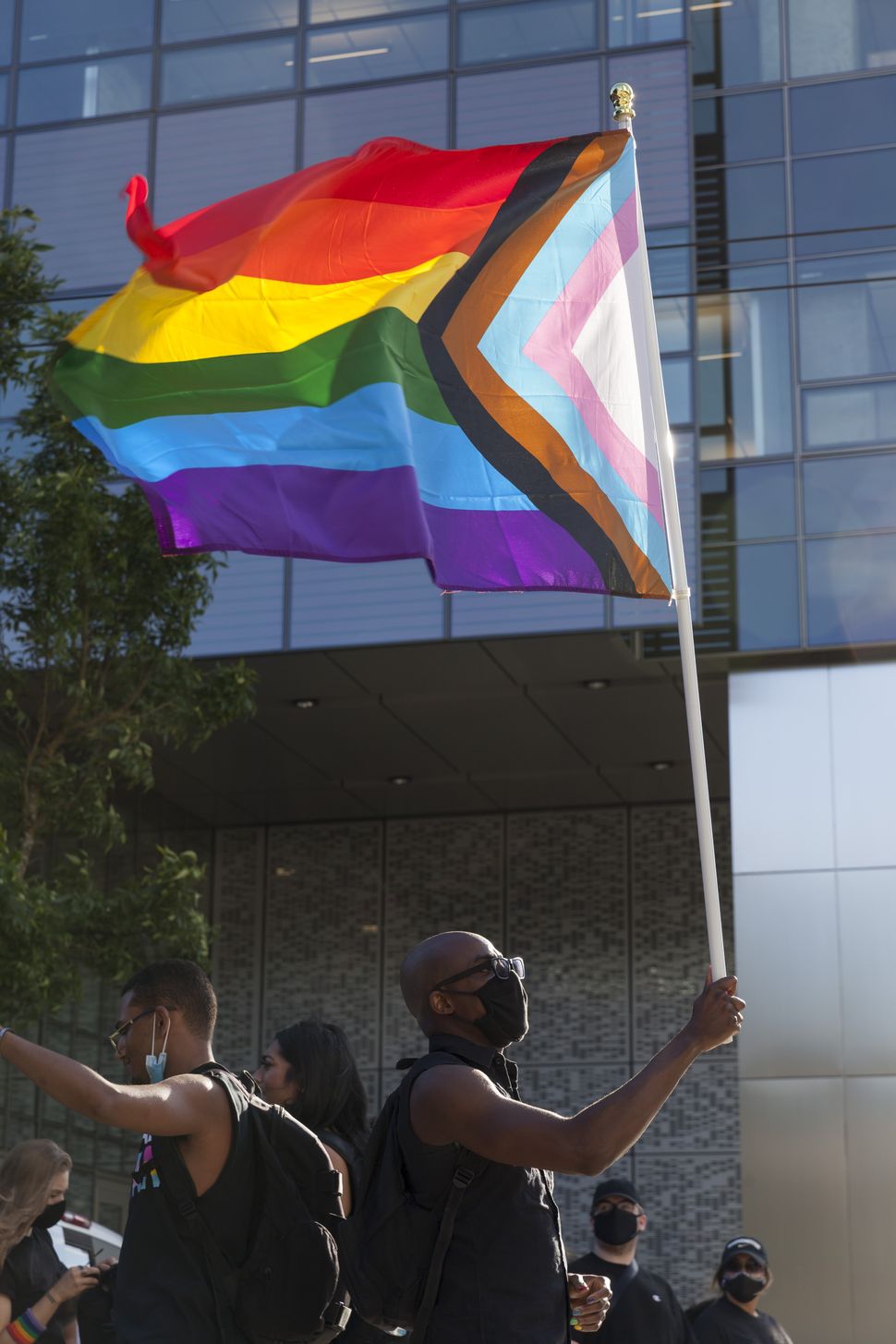 The Progress flag displayed during the All Black Lives Matter march in Seattle.