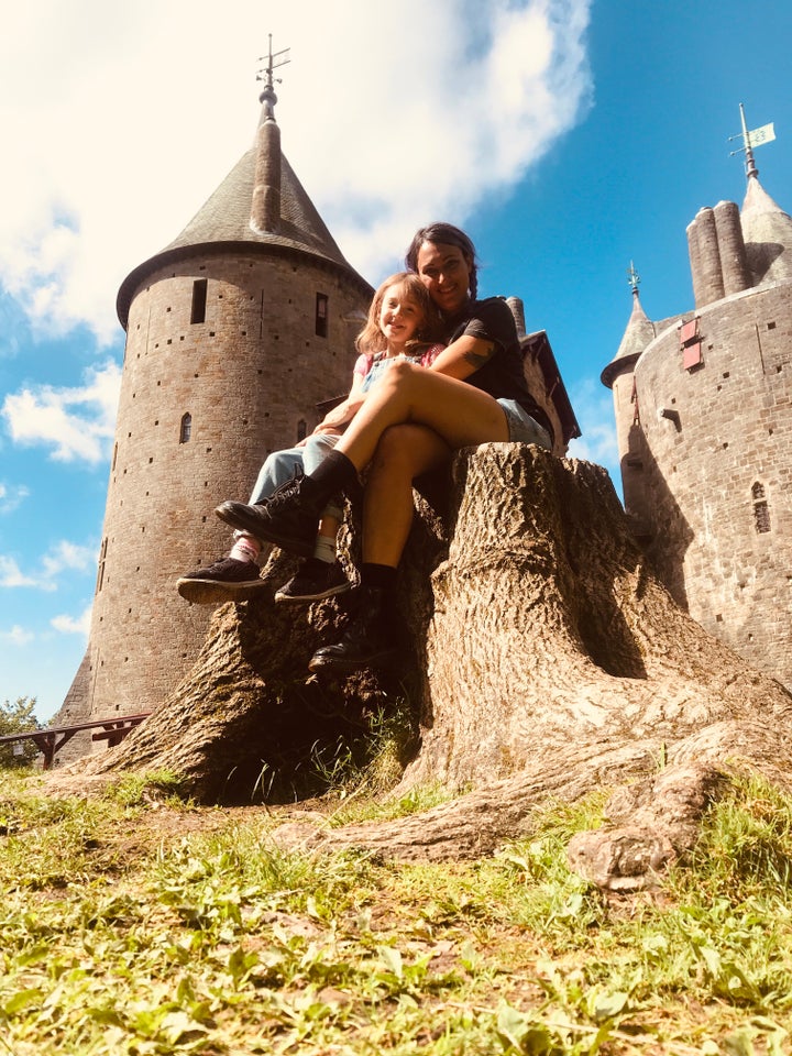 Victoria Richards and her daughter, Emi, at Castell Coch.
